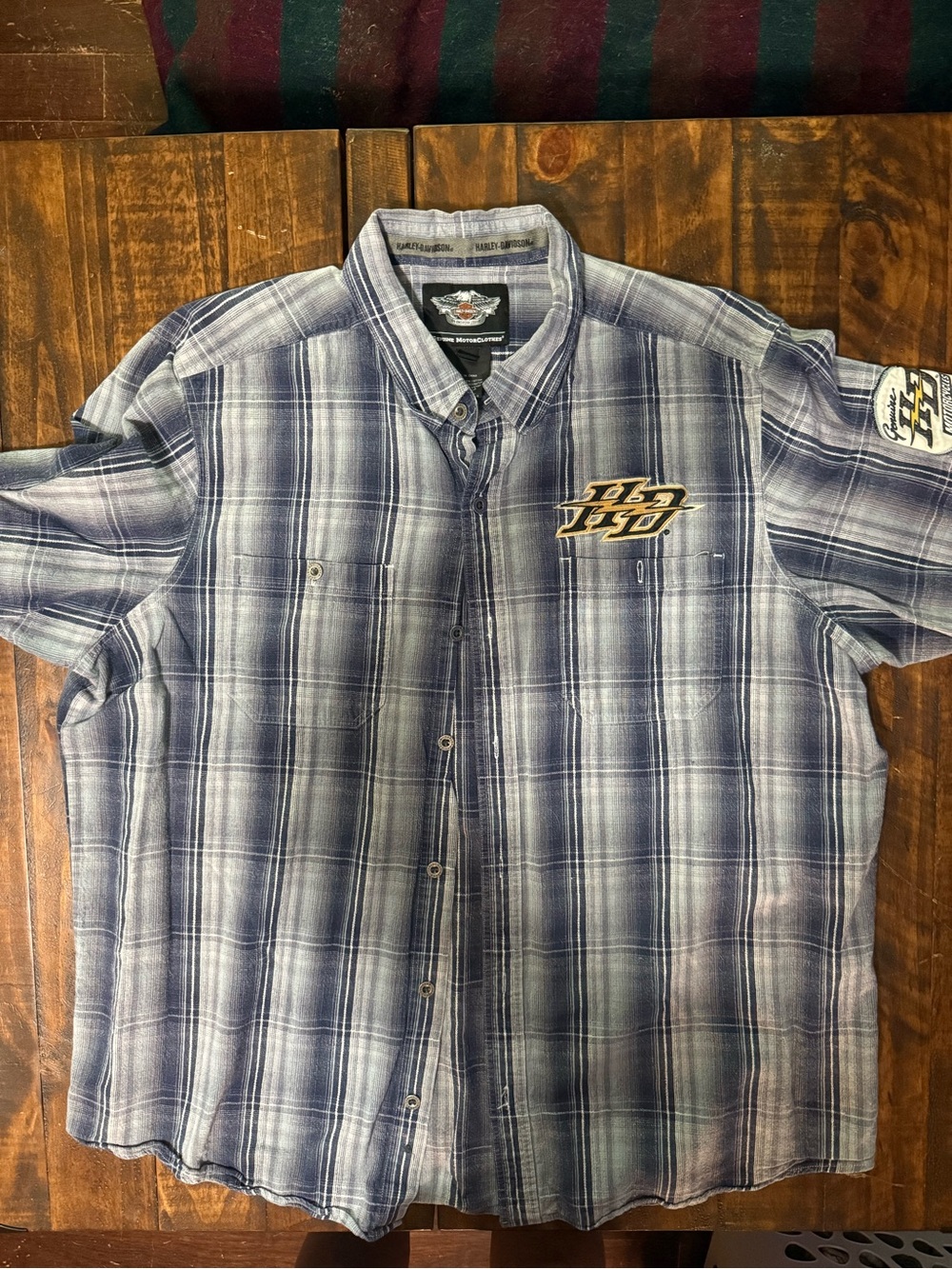 Harley-Davidson Men’s Plaid Short Sleeve Button-Up Shirt | Embroidered Logo